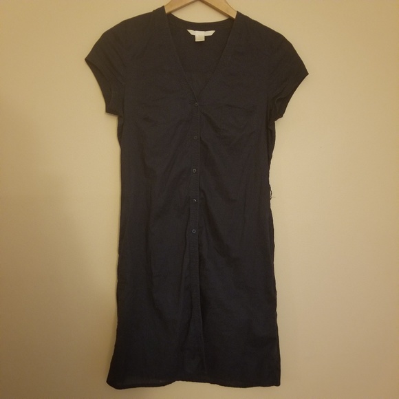 Dark Blue Linen Dress - Picture 2 of 4